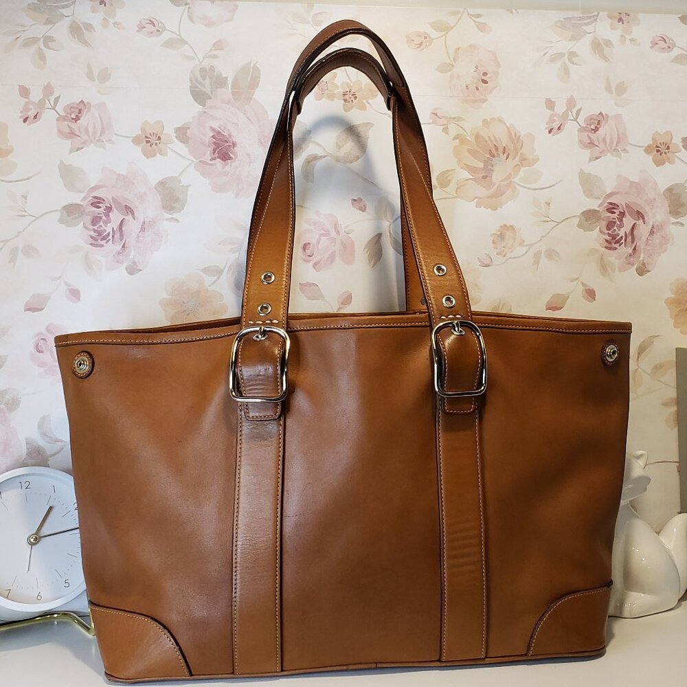 Vintage COACH Hampton Hobo Large Leather Satchel Tote in British Tan #7582